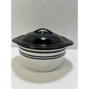 Corelle Coordinates Stoneware 1.5 Qt Round Casserole w/ Lid Black Vintage